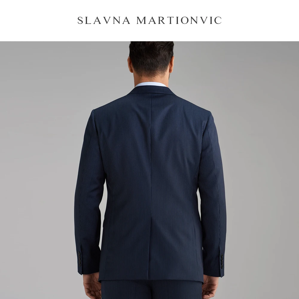 Slavna Martinovic темно-синий 100% шерсть деловой рабочий Повседневный тонкий мужской