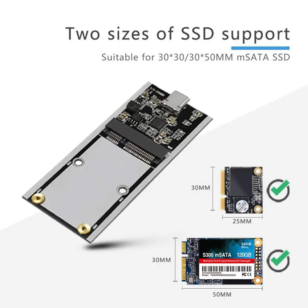 ZOMY mSATA Usb 3 1 SSD чехол Портативный Алюминий 3*3/3*5 10 Гбит/с черный корпус внешнего