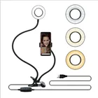Светодиодная кольцевая лампа для фотостудии, Гибкий Мобильный телефон с держателем для макияжа в реальном времени, лампа для iPhone, Android