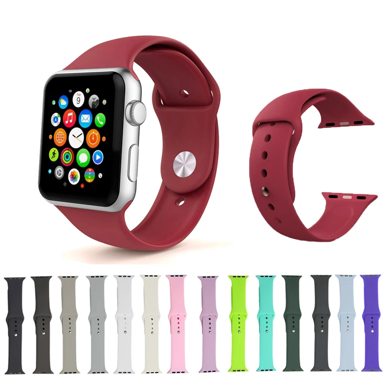 Мягкий силиконовый браслет спортивный ремешок для Apple Watch группа 44 мм 40 мм серия 5 4 3 2 1 браслет для iwatch 42 мм 38 мм аксессуары