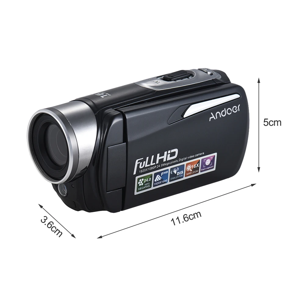 Andoer HD-460S 1080P FHD 24M Цифровая видеокамера DV IR ночное видение 16X Зум анти-встряхивание лица Обнаружение дистанционное управление