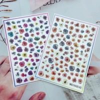 ink color blooming flower nail stickers self adhesive transfer decals 3d slider diy skills nail decorations manicure package