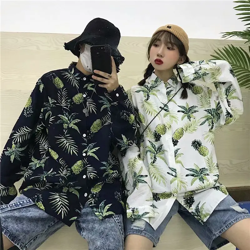 

Men's women's summer new style youth men's and women's Korean slim long-sleeved shirts beach vacation casual shirts