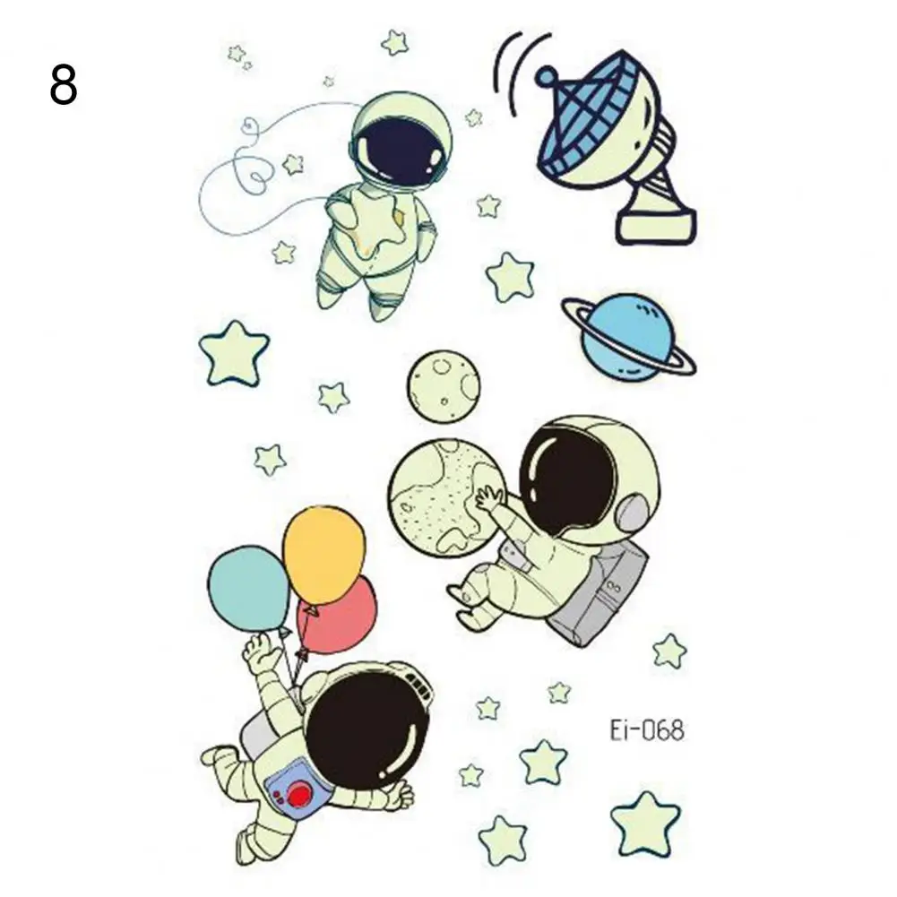 

Cartoon Waterproof Planet Spaceship Temporary Tattoo Luminous Sticker Body Art for Kids