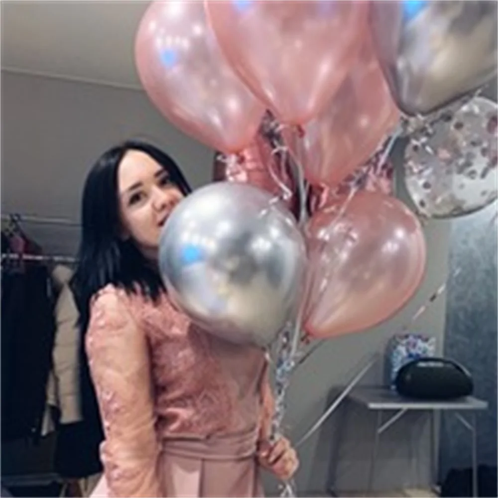 Детский розовый шар Серебряные Круглые латексные шарики гелиевый воздушный для