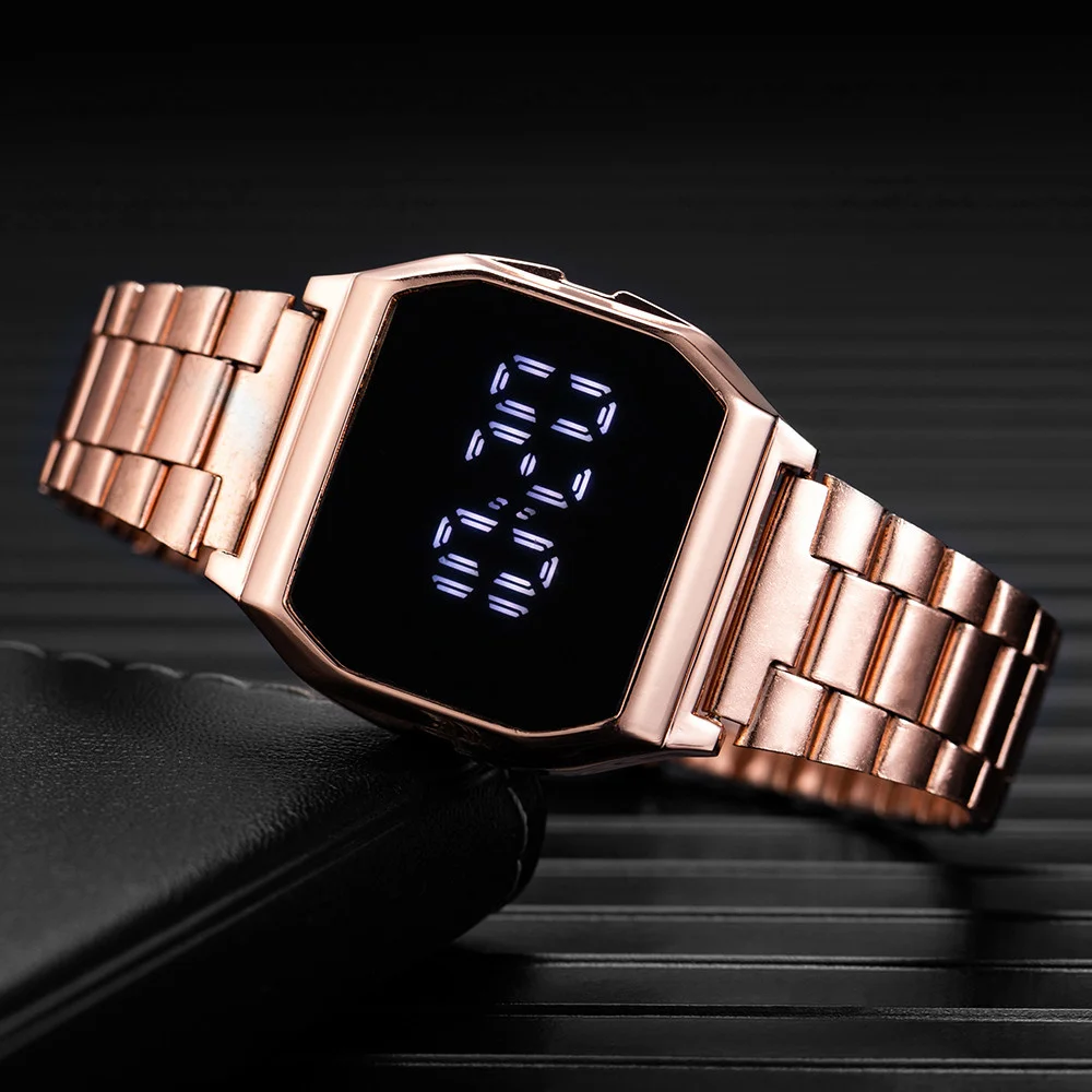

Women's Watches Luxury Fashion LED Digital Watch for Women Stell Square Full Touch Sports Wristwatch Ladies Clock Reloj Mujer