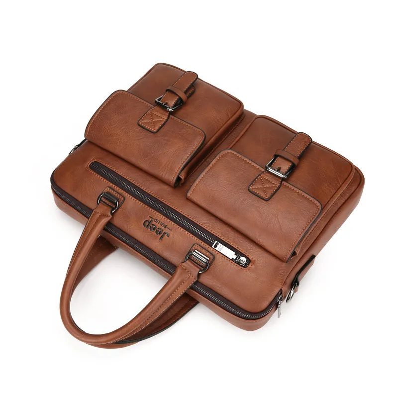 

Office Man Genuine Leather Shoulder Bag For Laptop Phone Storage Waist Bag Upscale Briefcase For Businessman Waterproof Bags