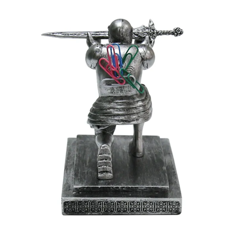 

Newly Armor Knight Pen Holder with Sword Accessory on One Knee Position Medieval Theme Resin Decoration for Office MK
