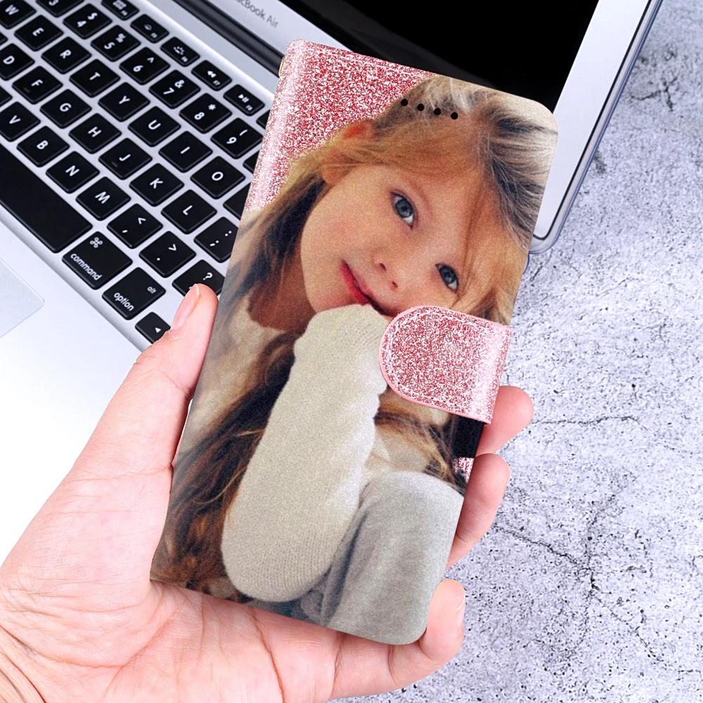 Блестящий чехол для Xiaomi redmi 6 Bling персонализированные изображения кожаный кошелек для iaomi redmi 6A мягкий кожаный фото женский кошелек