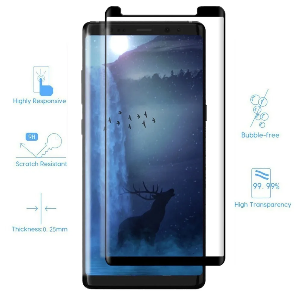 3D чехол с полным покрытием клея для SAMSUNG Galaxy S8 S9 Plus Note 8 9 закаленное стекло Защита