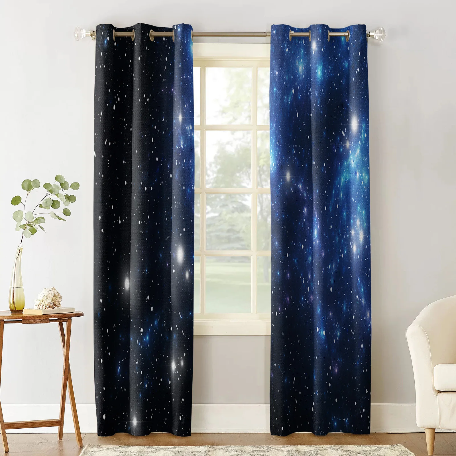 Затемняющие шторы с изображением звездного неба для гостиной спальни окна