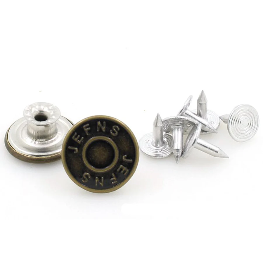 10 Pcs/lot 17mm Retro Metal Button Fashion Jeans Buttons for DIY Sewing Clothes Trousers Vintage Combined Buckle Material | Дом и сад