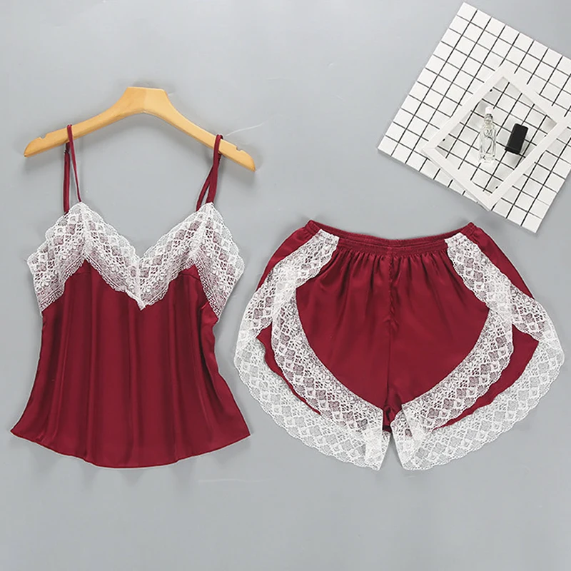 SAFENH женские пижамные комплекты ночная рубашка Сексуальная Дамская атласная