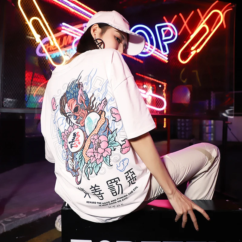 

2020 New Japanese Tide brand short-sleeved men and women summer street hip hop T-shirt Chinese style lovers with half sleeves