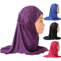 lace hijab scarf for kids muslim girls islamic headscarf turban caps fit 2 7 years old arab full cover amira shawls headwear