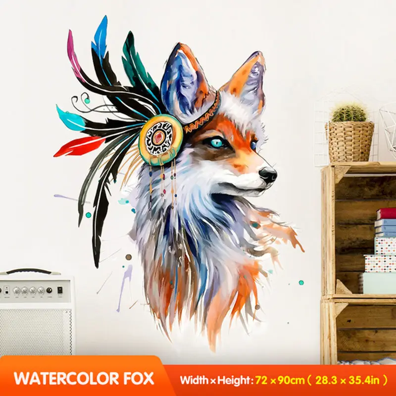

Creative Wall Sticker Personality Colored Wolf Self-Adhesive Stickers Home Decor Bedroom Decor Home Wall Decor Room Decoration