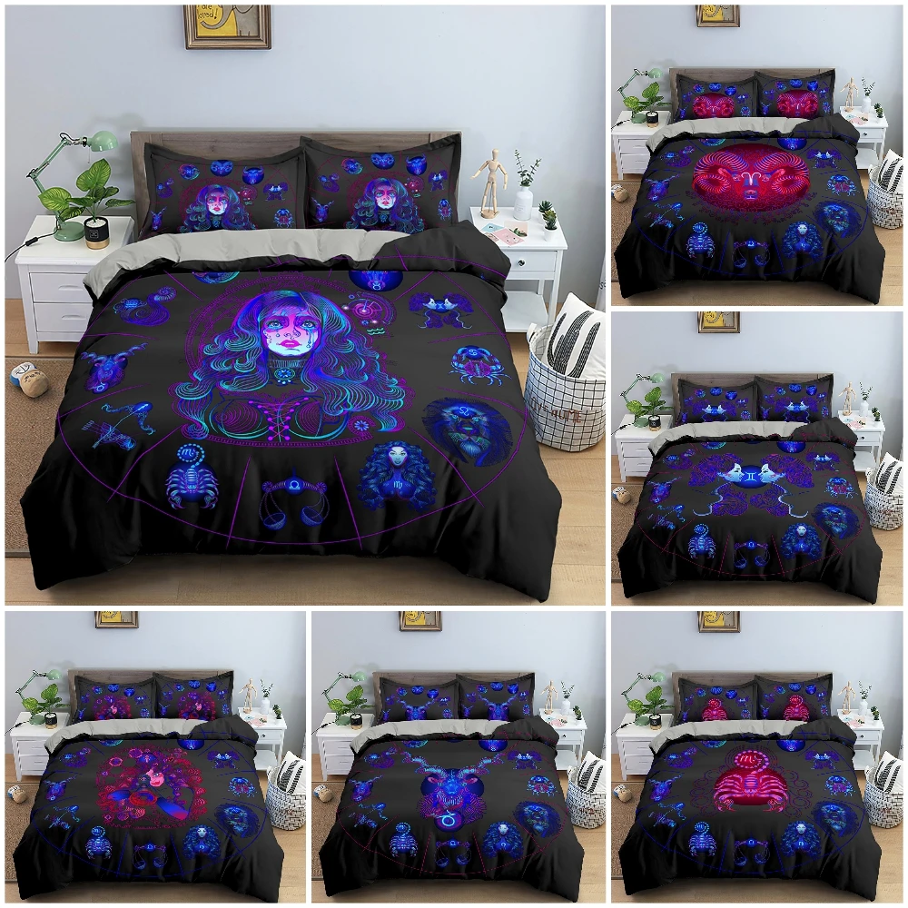 

Astrological Horoscope Collection Bedding Set Bedclothes 3D Zodiac Duvet Cover Psychedelic Style Quilt Cover Home Textile 2/3PCS