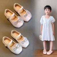 beige pink kids shoes girls rhinestone princess shoes for wedding party children dance performance single shoes chaussure fille