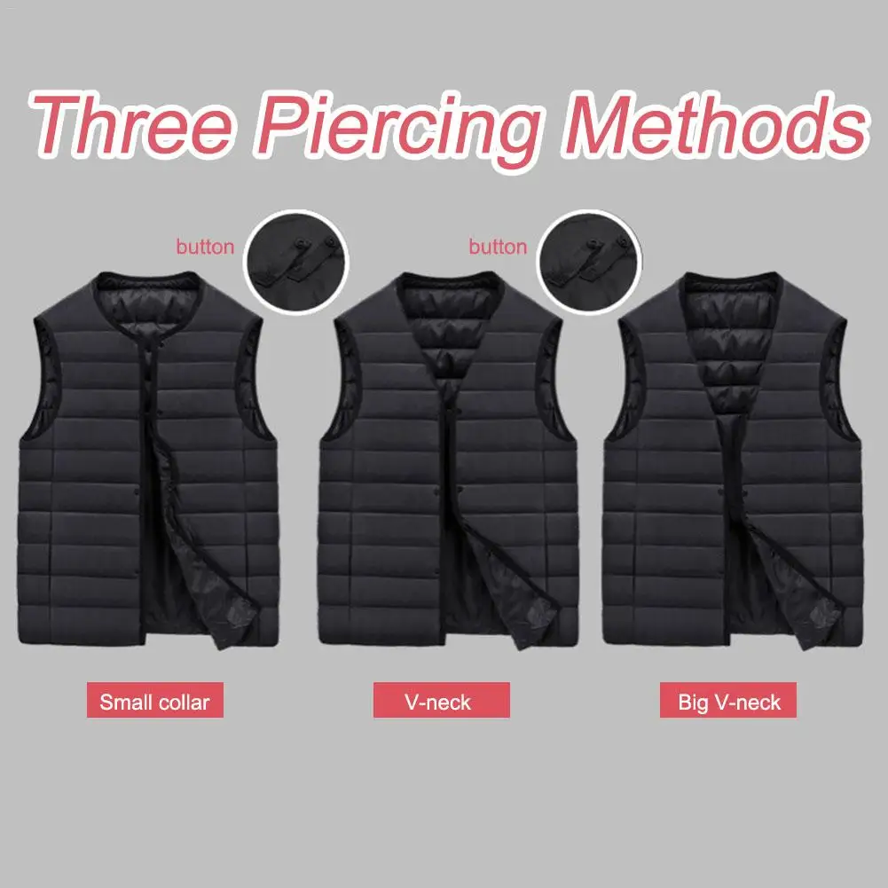 Smart Charging Heating Vest Men's Cotton Coat V-neck Graphene Carbon Fiber Heating Vest Jacket Winter Water Washable Heating Ves