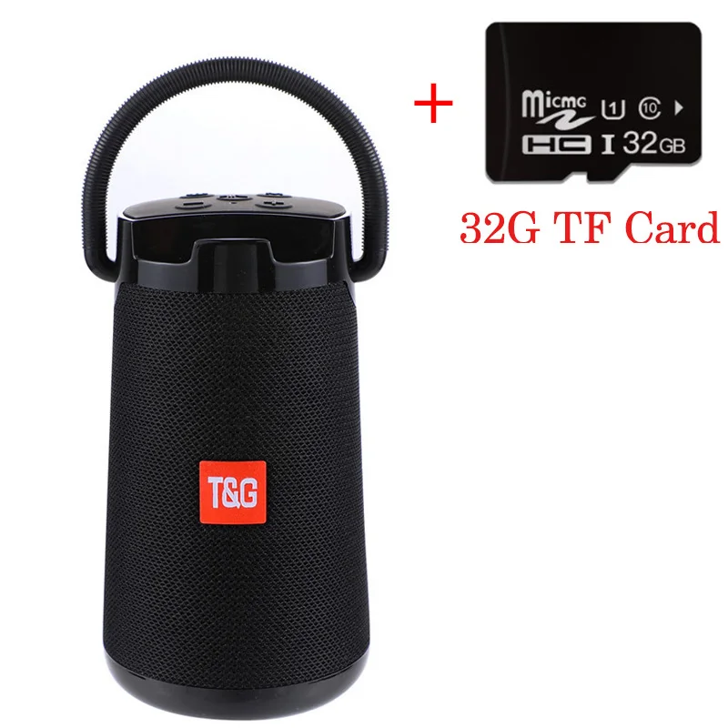 black and 32G TF 30W High power wireless bluetooth speaker outdoor waterproof caixa de som portable audio ubwoofer with AUX TF Card Box TG138 - Цвет: black and 32G TF