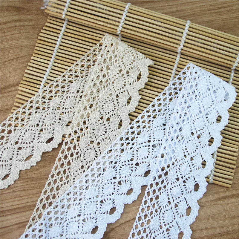 Хлопковая кружевная отделка 50 мм цвет слоновой кости белая ткань Швейные