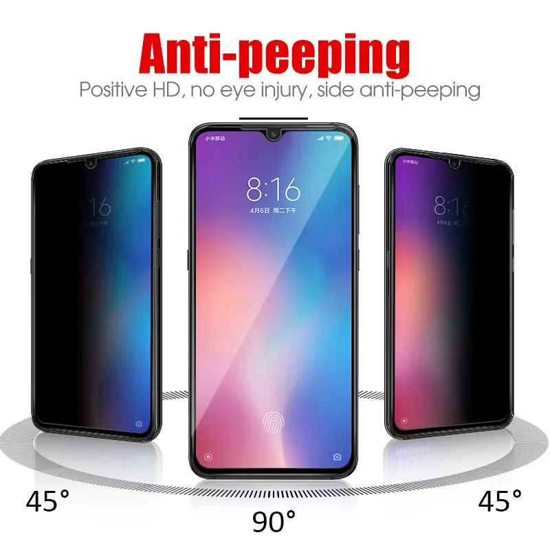 Антишпионское закаленное стекло для Xiaomi Mi Note10 Pro защита конфиденциальности Mix 3 2s