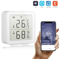 tuya smart home wifi temperature detector and humidity sensor with led screen works with home assistant alexa and smart life