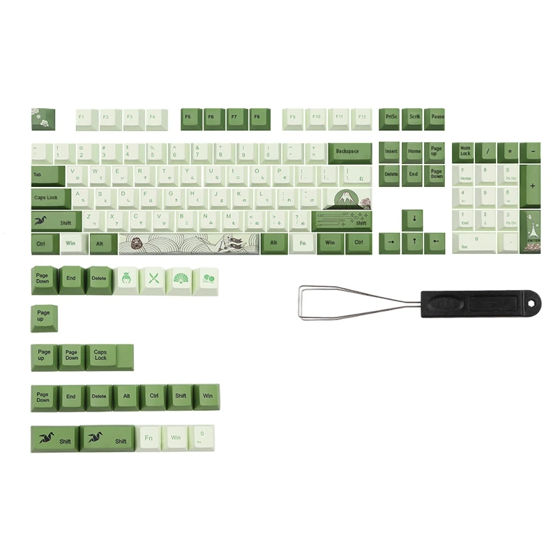 

NEW-127 Keys/Set Matcha Green Keycap Cherry Profile Pbt Keycaps for MX Switches Dz60 Anne Gk61 Gk64 68 108 Key Cap