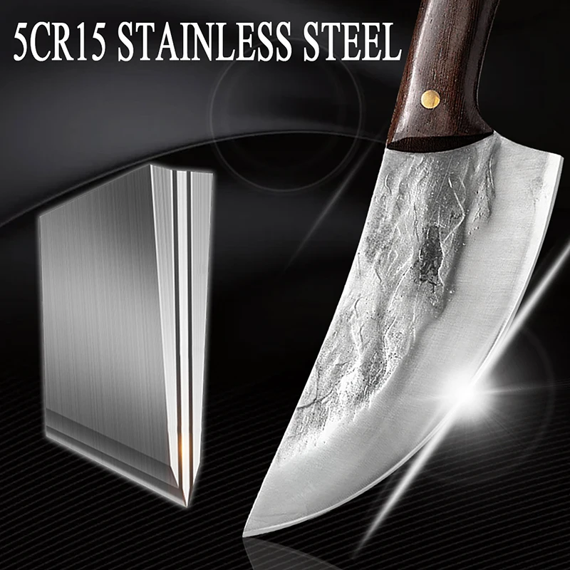 Кованый кухонный нож из нержавеющей стали для мяса нарезки в сербском стиле