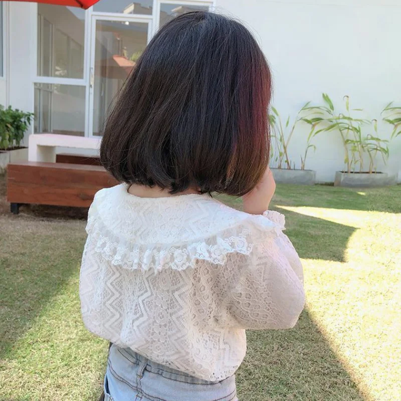 Осенняя Изысканная одежда для маленьких девочек детская белая рубашка с