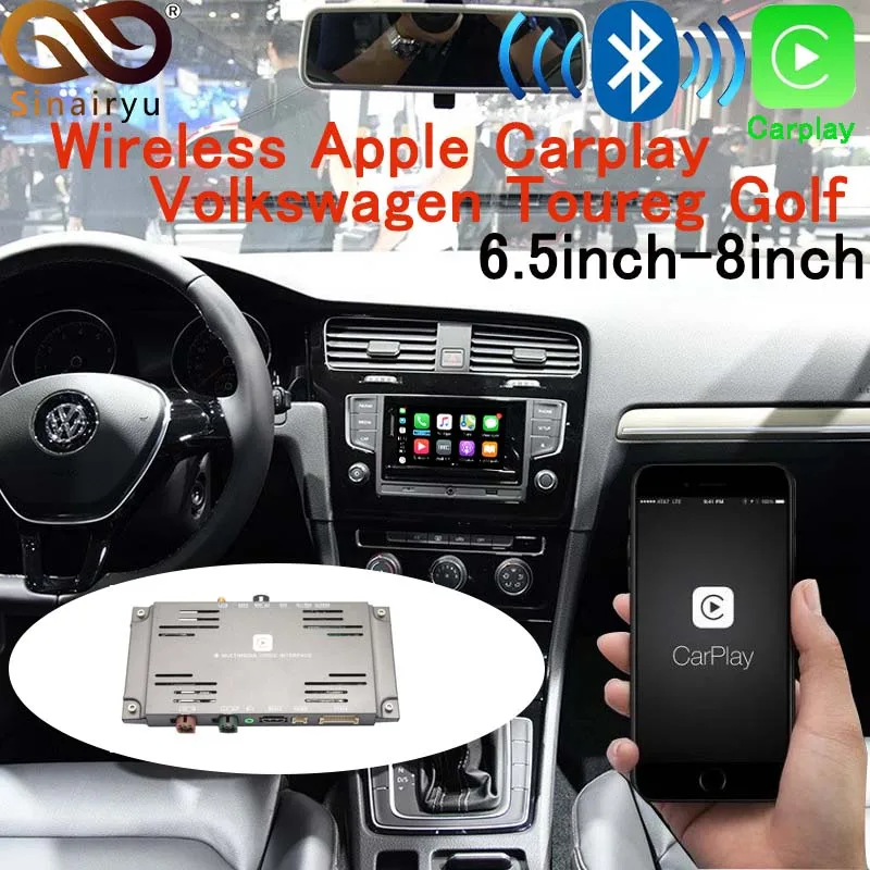 Sinairyu Wifi беспроводной Apple Carplay для 2010- Volkswagen Toureg Golf с iOS13 Android зеркало Android авто зеркало в форме яблока - Color: Golf
