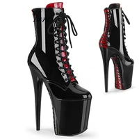20cm pole dance shoes platform sexy women stripper ankle boots 8 inch high heels fetish fashion boots gothic fetish queen black