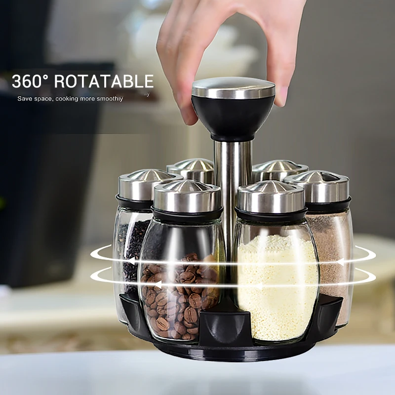 

Spice Jar Glass Bottle Pepper Spice Container Seasoning Box Kitchen Rack Organizer Bottle Holder Seasoning Jars Rack Set