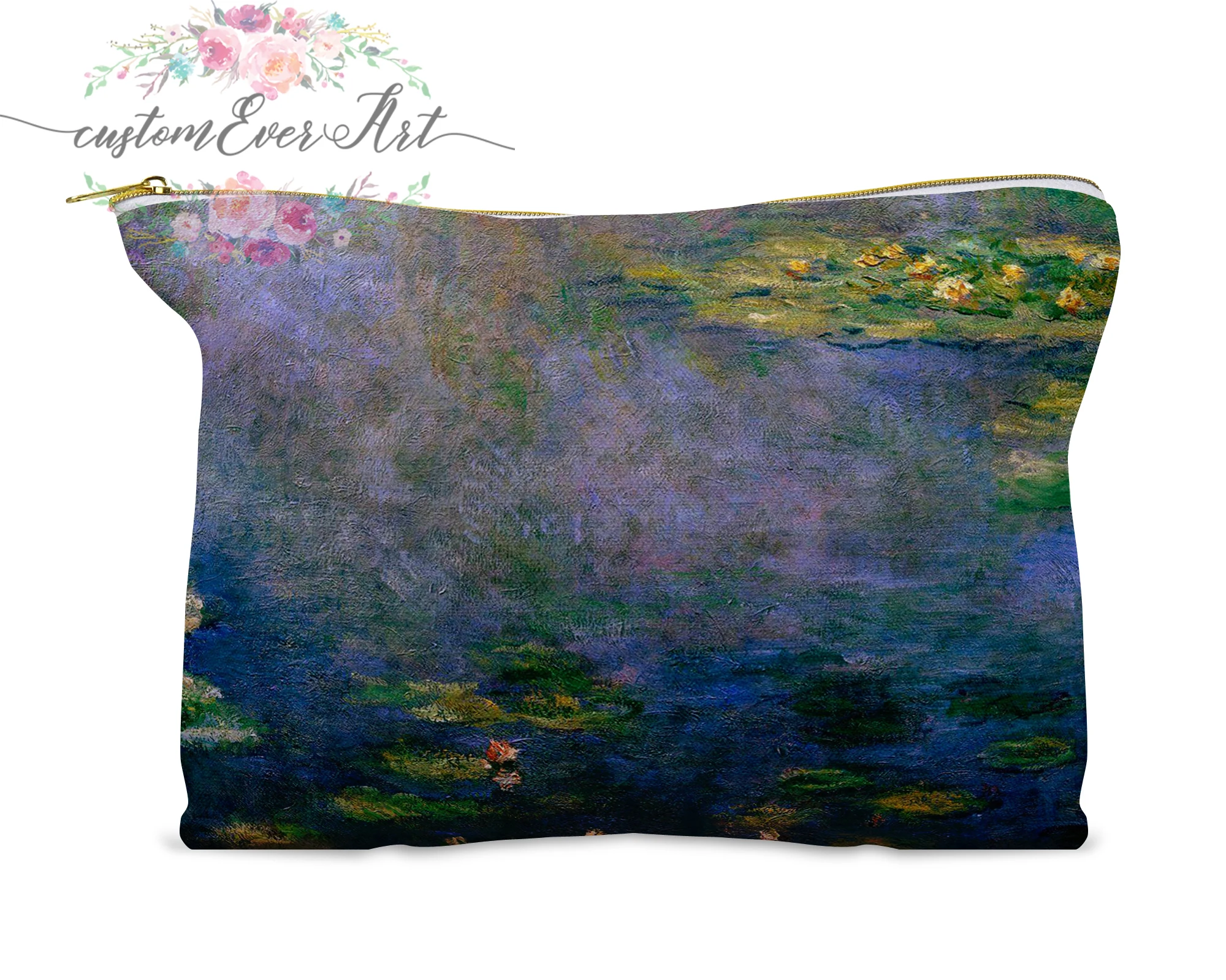 

Claude Monet cosmetic bag personalized small makeup bag funny makeup organizer toiletry bag zipper pouch