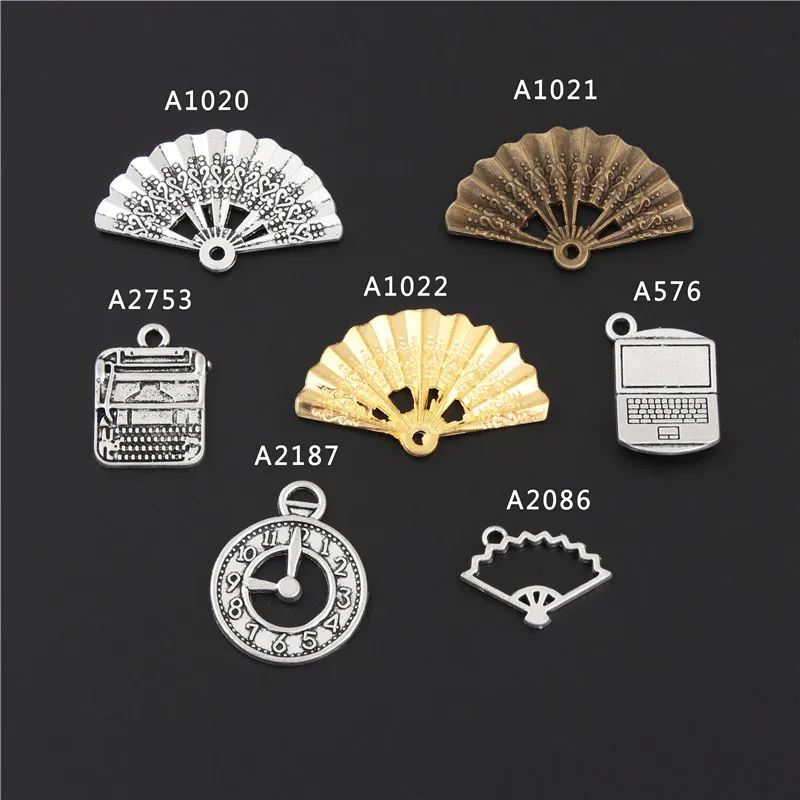 14 шт. микс цветов металлический сплав Вентилятор машинки маленькие часы Шарм