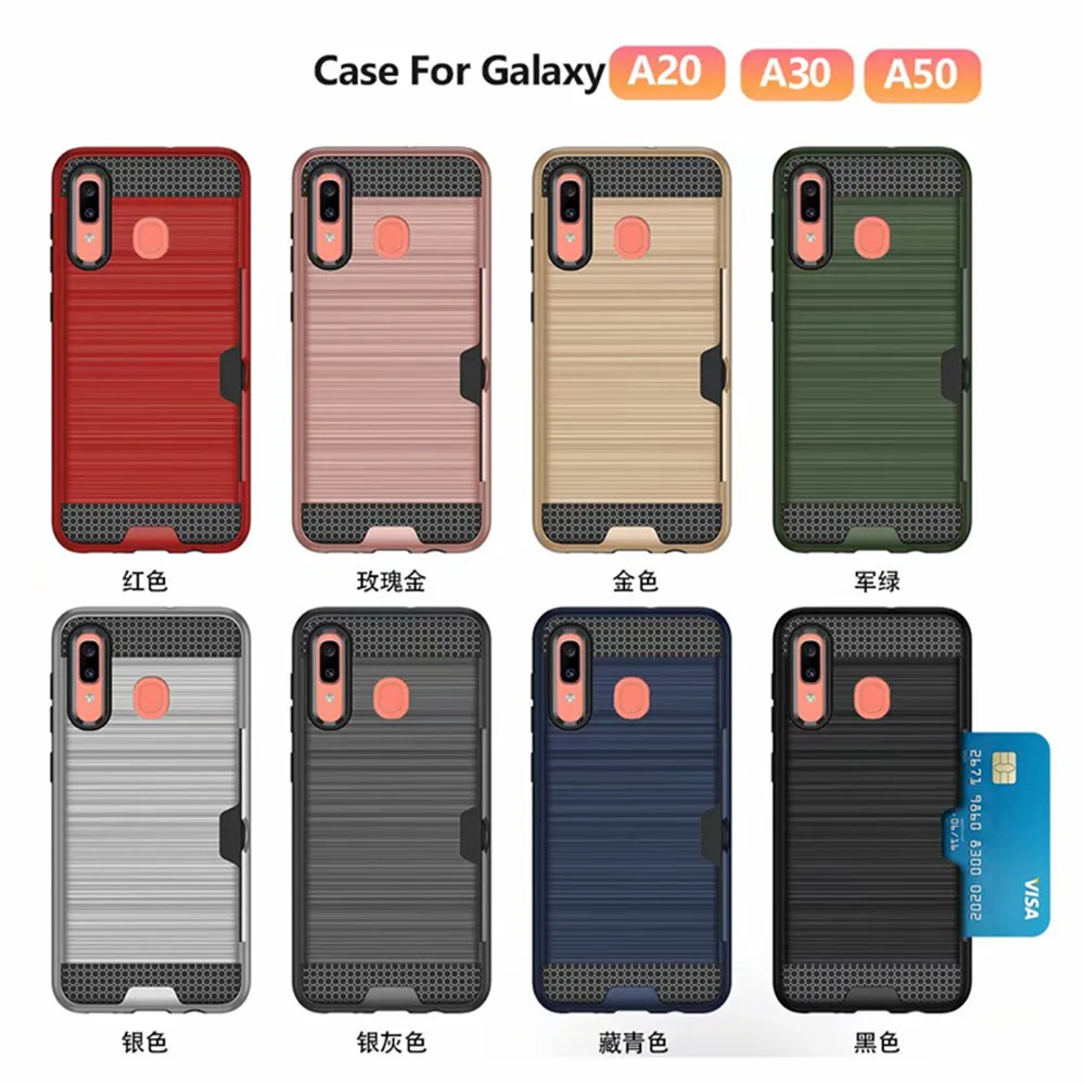 Для samsung Galaxy A90 A80 A50 A30 A20 чехол тонкий держатель для кредитных карт Жесткий PC+ силиконовый чехол-кошелек для samsung A50 чехол