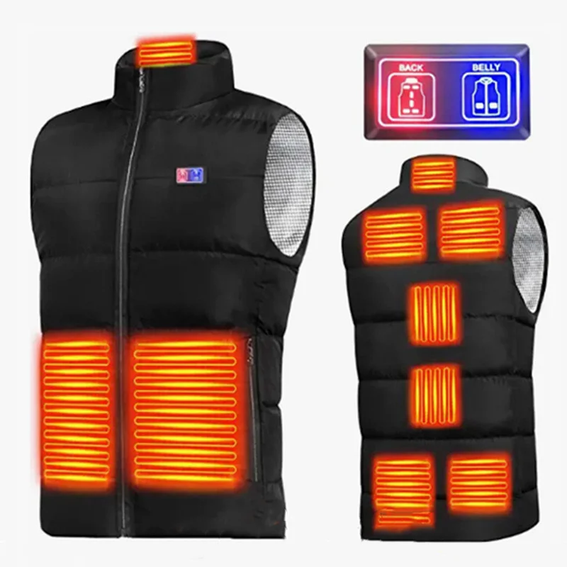 

9 Areas Heated Jacket USB Men's Women's Winter Outdoor Electric Heating Jackets Warm Sports Thermal Coat Clothing Heatable Vest