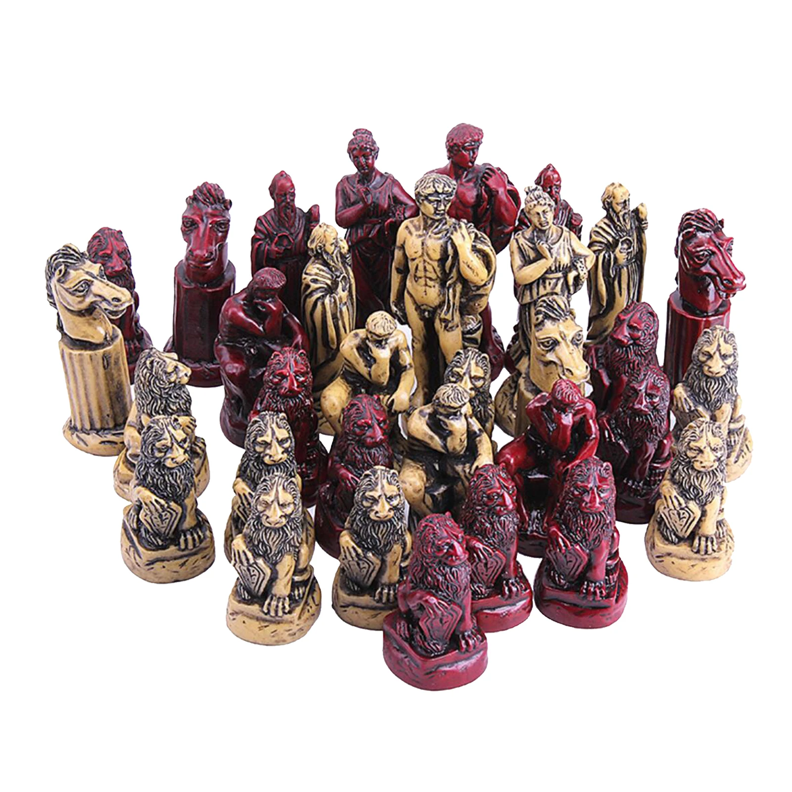 

Antique Roman Chess Set Luxury 32 Pieces Portable Puzzle Game for Travel