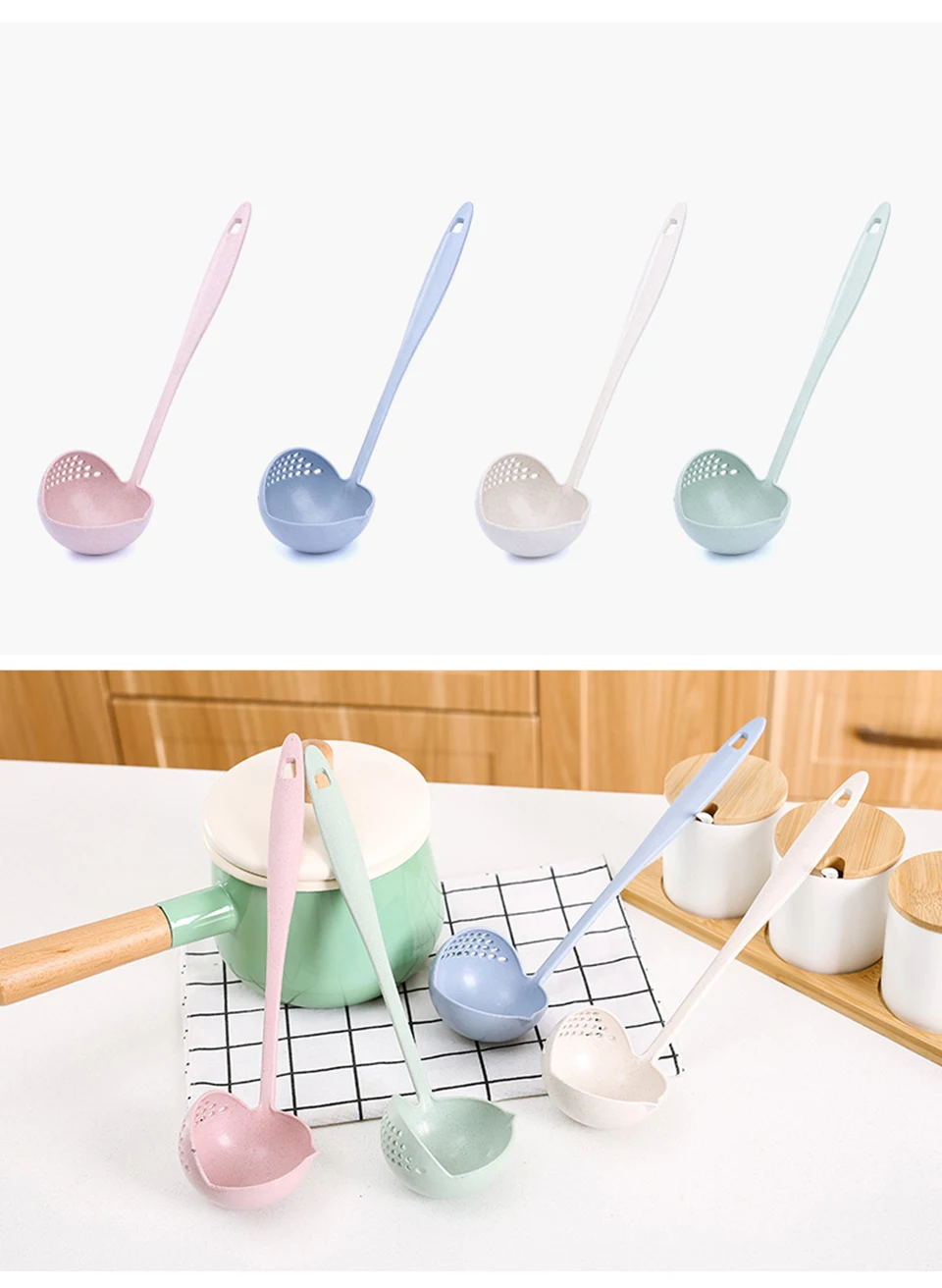 Ложка для супа из пшеничной соломы 2 в 1|Ложки| |