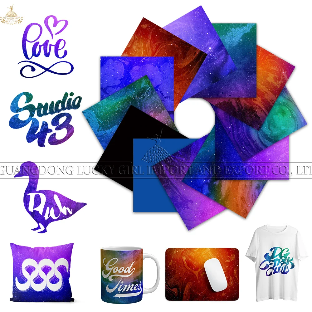 

Lucky Goddness Infusible Transfer Ink Sheet 12X12" Universe Starry Sky Sublimation Ink Transfer Vinyl for Mug Press T-Shirts Mug