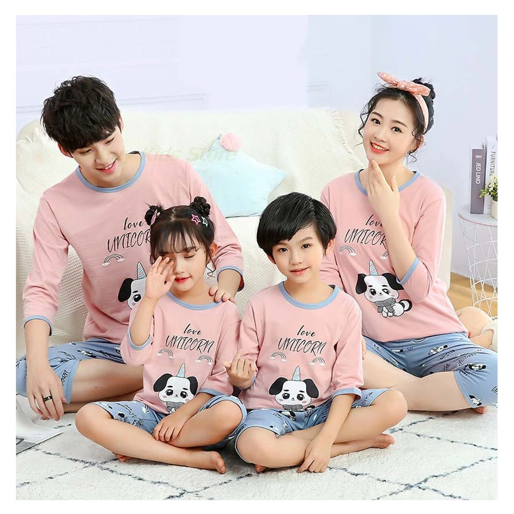 Пижамный комплект детский из мягкого хлопка пижама для мамы отца дочери сына