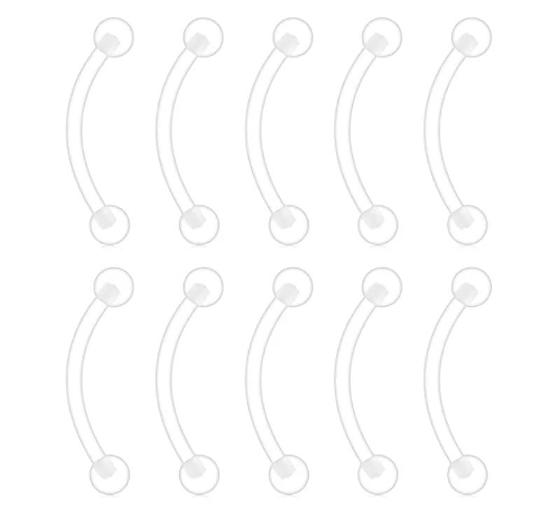 

10-40 шт., прозрачные акриловые Изогнутые Штанги Bioflex, змеиные глаза, кольцо для языка, фиксатор, пирсинг, 14 г