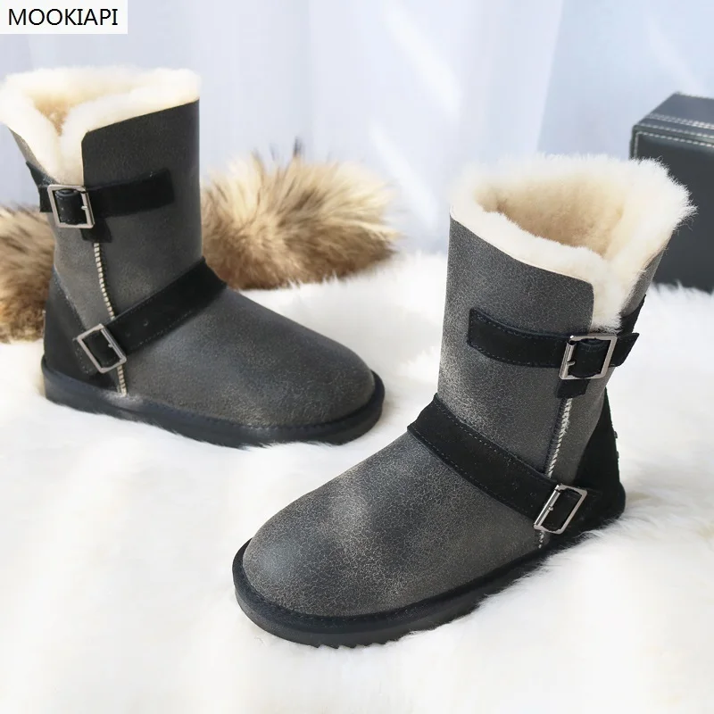 Австралийские зимние ботинки наивысшего качества со средней пряжкой из