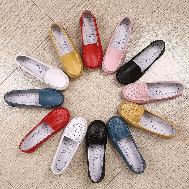 

Women's leather flat shoes hollow comfortable ballet shoes new 2021