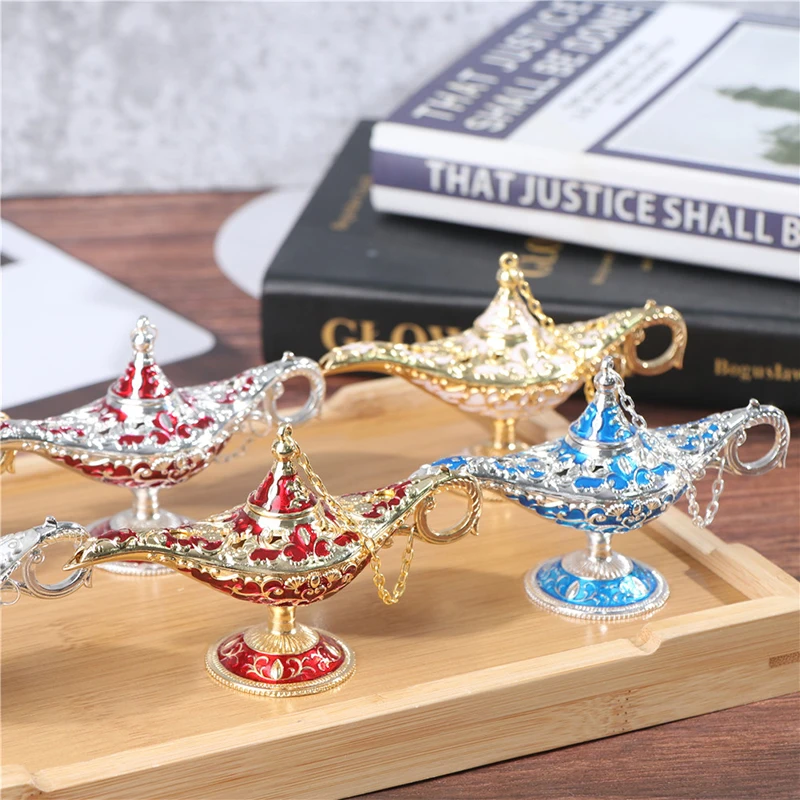 

Creativity Metal Aladdin Magic Lamp Decoration Figurines Vintage Tin Alloy Tea Pot Miniatures Wishing Lamp Decoration Crafts