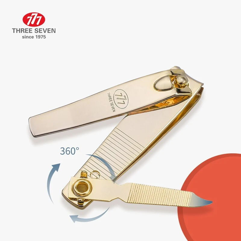 THREE SEVEN/777 Medium-size Nail Clippers Trimmers 14K Gold-plated Hands Pedicure Care Professional Nail Tools Exquisite Gifts images - 6