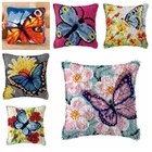 Красивая бабочка Изысканная грубая шерсть вышивка крестиком ковер вышивка 3D сегментная подушка ручной работы посылка