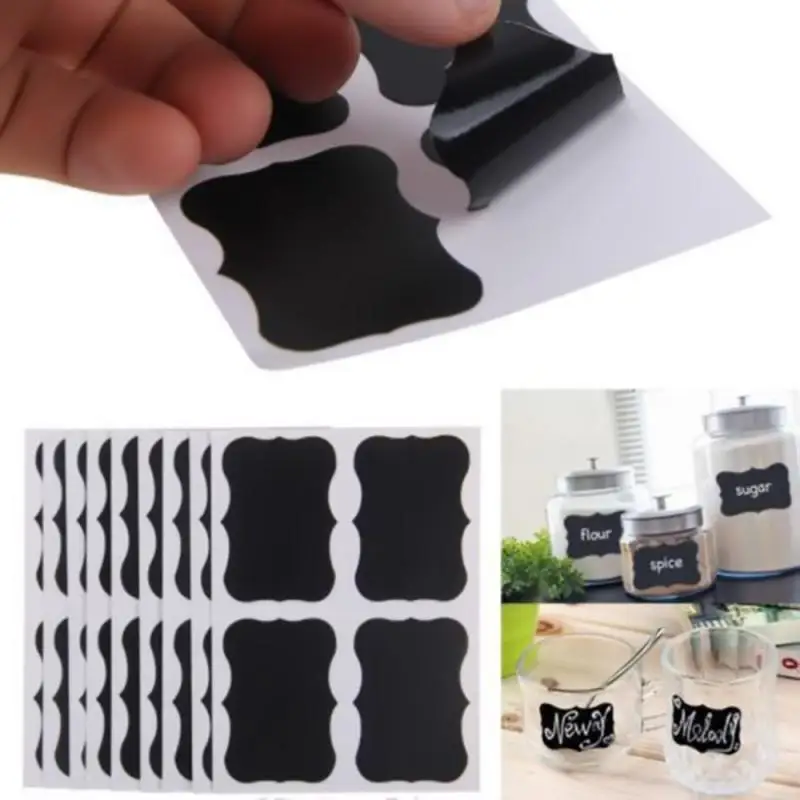 

36pcs Chalkboard Blackboard Stickers Craft Kitchen Jar Jam Label Tags Decor Writeable Reusable Surface Erasable Easy To Clean