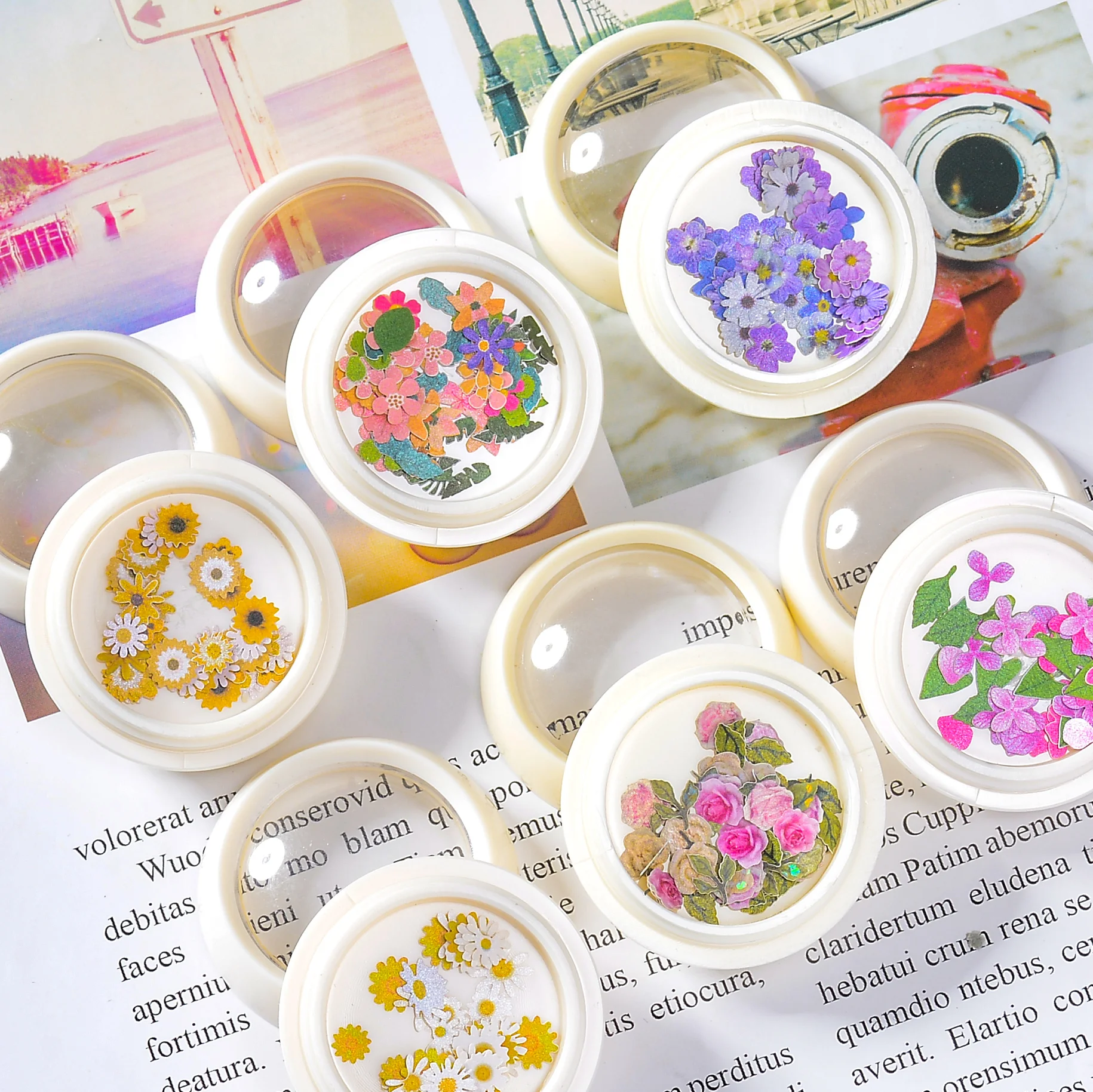 

1 Box Nail Wood Pulp Patch in Wheel Mixed Color Small Daisy Flower rose Nail Art DIY Designs For Slicing Nail Art Decoration