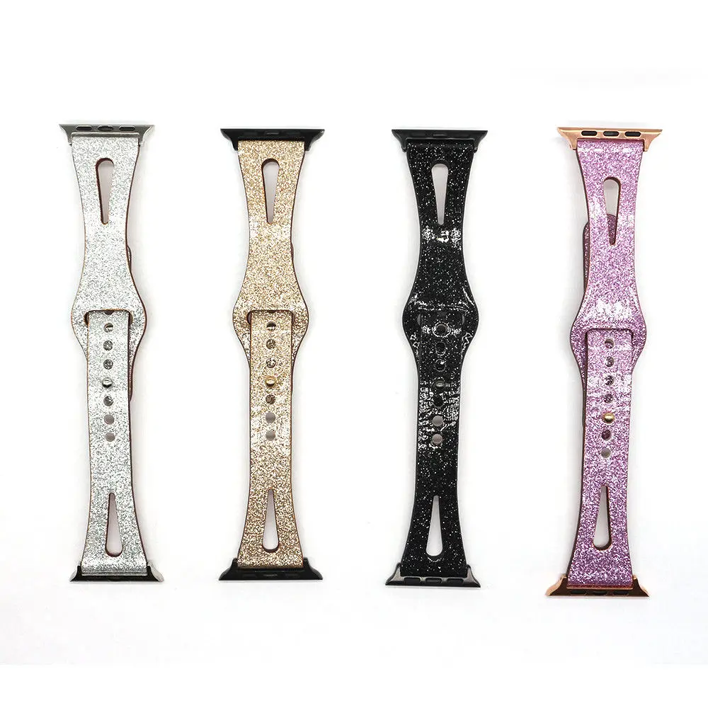 

Soft Silicone Shiny Fashion Bracelet for iWatch Series 6 5 4 3 Flexible Replaceable Strap for Apple Watch Band SE 44/40/42/38mm